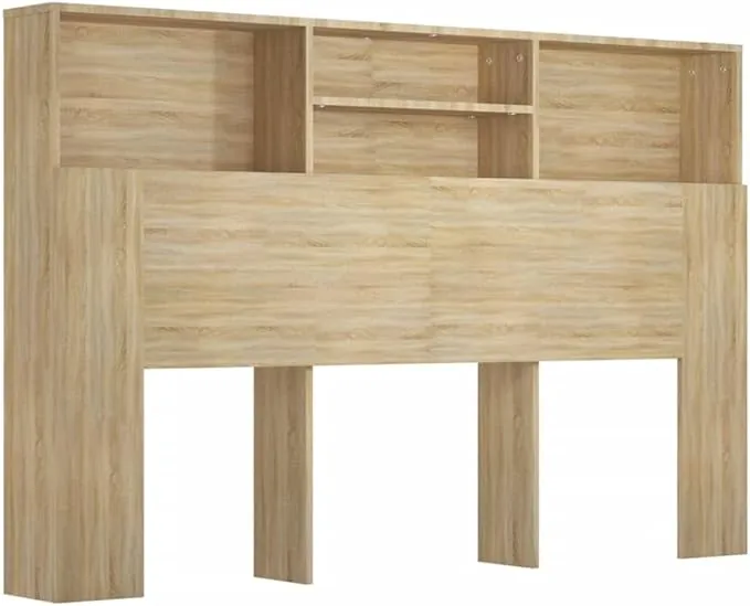 vidaXL Mueble Cabecero Armario Cabezal Almacenaje Dormitorio Habitación Mobiliario Muebles Decoración Adorno Color Roble Sonoma 160x19x103,5 cm