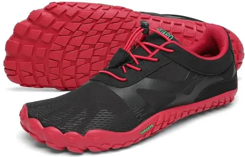 SAGUARO Hombre Mujer Barefoot Zapatillas de Trail Running Minimalistas Zapatillas de Deporte Fitness Zapatos Descalzos para Correr en Montaña Escarpines de Agua, Rojo Manzana, 45 EU
