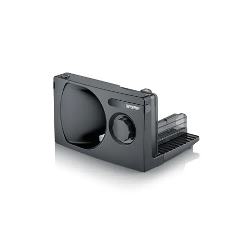 Severin Cortadora universal para pan, embutidos o queso, cortafiambres con grosor de corte ajustable de forma continua, cortadora de embutidos con protector para los dedos, color negro, AS 9595
