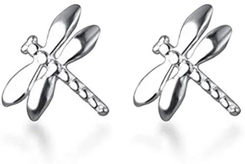 Aretes de tuerca de plata S925 con diseño de libélula, minimalistas y lindos, regalos hipoalergénicos