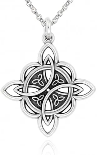 Collar Nudo de Bruja Original de 32mm en plata - Amuletos de la suerte y proteccion, capaz de crear y repeler hechizos - Con cadena de 45cm se envía en una caja de regalo