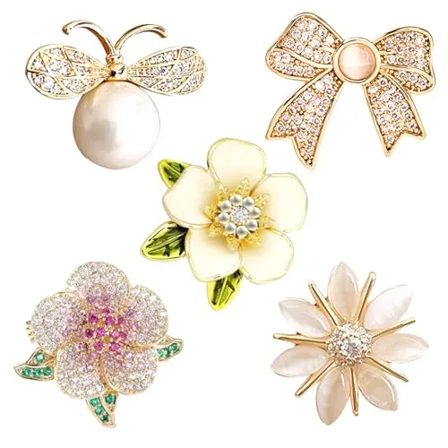 FOSDICK Broche de Flores Esmalte Pin Diamantes Imitación Moda Para Sombreros Mochilas