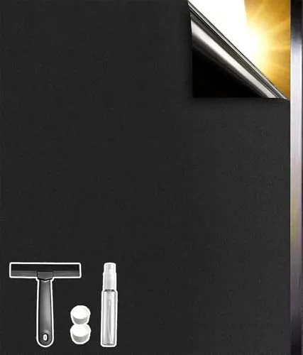 Qualsen Vinilos para Cristales Negro, Vinilo Ventana Privacidad, 44.3x200cm