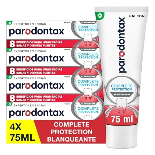 Parodontax Complete Protection Blanqueante, Pasta Dentífrica Blanqueante para Encías, Pack de 4 x 75 ml