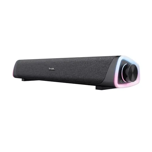Trust Liro Barra de Sonido PC 12W, Soundbar con Iluminación LED, Negro