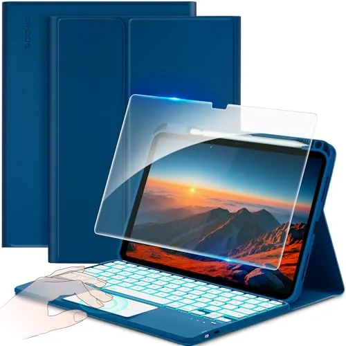 CACOE Funda Teclado para iPad A16 11.ª/10.ª Gen con Touchpad, Azul Océano