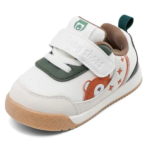 LACOFIA Zapatos Primeros Pasos Bebé Niña Niño Zapatillas Respetuoso Bebé Calzado Bebé Zapatos Respirable con Suela Goma Antideslizante Blanco 17(CN 15)