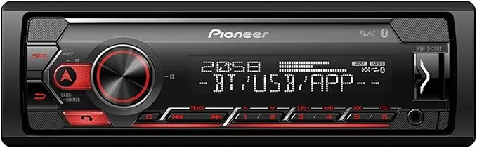 Pioneer MVH-S420BT - Autoradio 1 DIN con sintonizador RDS, Bluetooth®, iluminación roja, USB, aplicación Pioneer Smart Sync y Compatible con Dispositivos Apple y Android