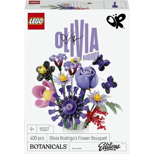 LEGO Botanicals Ramo de Flores de Olivia Rodrigo 11507 | Juguetes para niñas de 9+ años, 11 flores artificiales moradas incl. rosas y margaritas, regalo de cumpleaños, 400 piezas