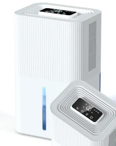 Deshumidificador 2700ML eléctrico Deshumidificador de habitaciones silencioso con apagado automático, temporizador 6-8-10H, modo sleep, luz nocturna de 7 colores, portátil, baño(1100ML/24H)