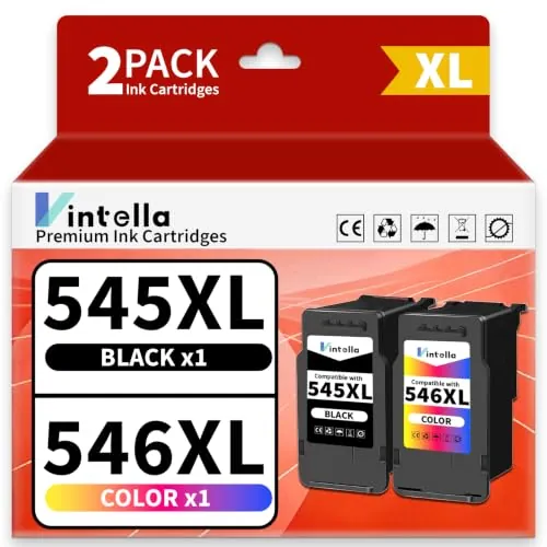 Vintella PG-545XL CL-546XL Cartucho de Tinta Compatible con Cartucho Canon 545 y 546 545XL 546XL Negro y Color para Canon Pixma TS3150 TS3151 MG2550S MG2550 MG2950 TR4550 (Negro, Colour)