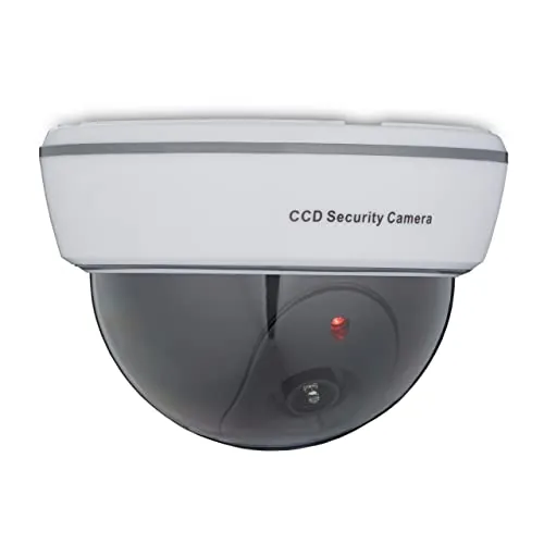 Relaxdays 4 Cámaras Seguridad Falsas, LED Intermitente, Exterior, Prevención de Robos, Videovigilancia Mentira, Blanco