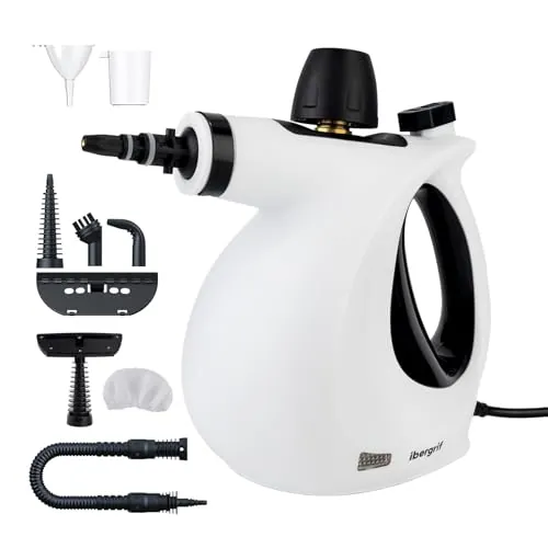 Ibergrif Limpiador de vapor portátil 1050W con 9 accesorios