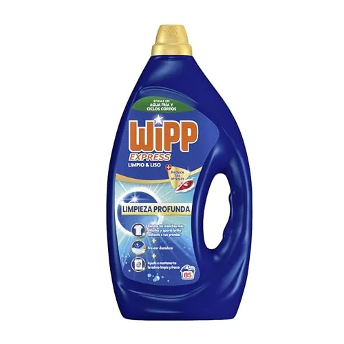 Wipp Express Detergente Líquido Limpio y Liso para lavadora (85 lavados), detergente líquido para lavadora para una limpieza profunda, jabón para ropa