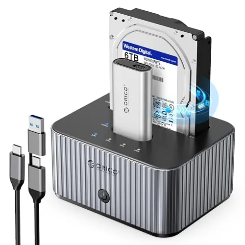ORICO M.2 NVMe y estación de Acoplamiento HDD de 2,5/3,5 Pulgadas con clonación sin conexión, 10 Gbps, con Carcasa de disipador térmico de Aluminio (IT28E-C)