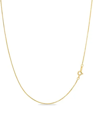 KEZEF 18k Oro Sobre Plata de Ley 1mm Collar de Cadena de Caja, 18K Collar Chapado en Oro para mujeres y hombres, 18 pulgadas