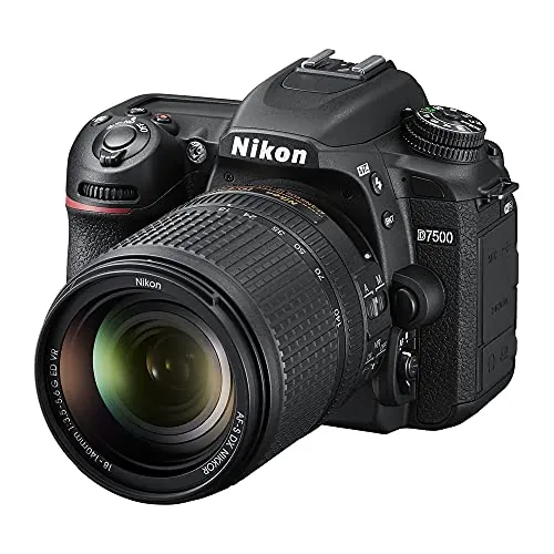 Nikkon D7500 - Cámara réflex digital de 20.9 Mp (pantalla LCD 3.2", 4K/UHD, SnapBridge, Bluetooth, Wifi) color negro - kit con objetivo AF-S DX 18-140 mm f/3.5-5.6G ED VR