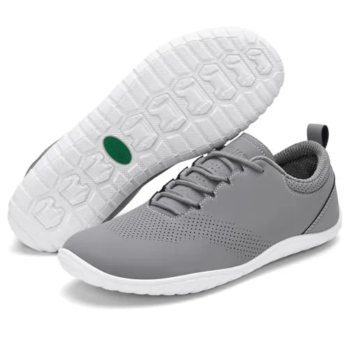 SAGUARO Zapatillas Barefoot Hombre, Zapatillas Minimalistas Antideslizantes Ligeros, Sintético Zapatos Barefoot para Caminar al Aire Libre Casual Gris,Gr.43