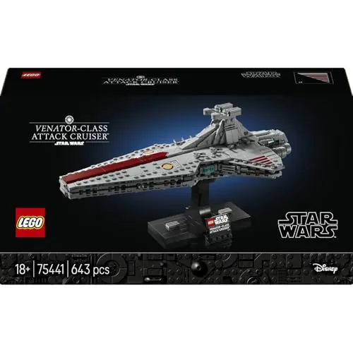 LEGO Star Wars Crucero de Ataque Clase Venator 75441 | Set para adultos, maqueta de nave de la República, decoración de estantería, regalo para hombres y mujeres, 643 piezas