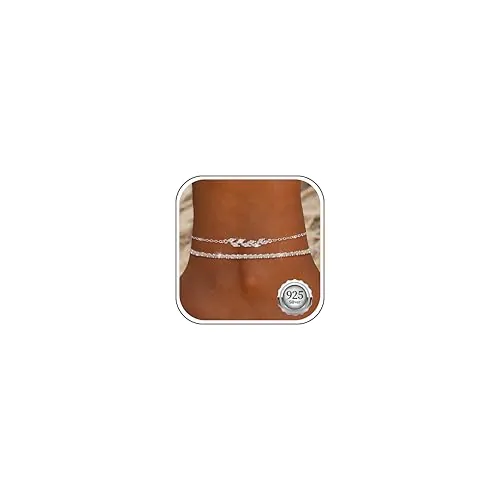 Kenivira Tobilleras Pulseras Plata De Ley 925 Ajustable Impermeable Pulsera Tobillera Mujer Pulseras Tobilleras Joyería De Playa