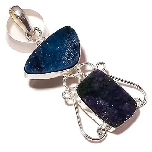 Juego de dos piedras preciosas de titanio Druzy chapado en plata hecho a mano con bisel Druzy, Gema, Titanio Druzy