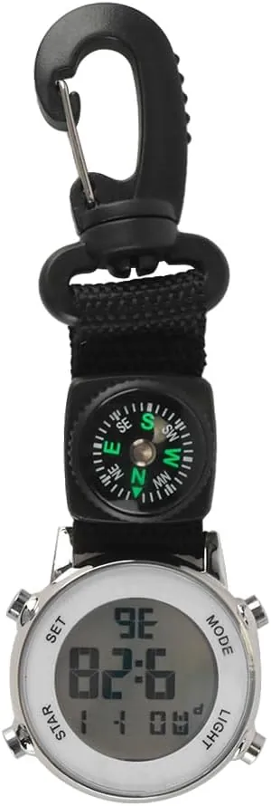 WANGCL Reloj de bolsillo para enfermera con mosquetón, multifuncional, digital, resistente al agua, de aleación de zinc, 13,5 cm de largo, color blanco, 55 g