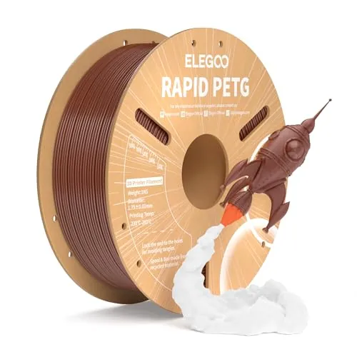 ELEGOO Filamento PETG Rápido 1.75 1KG Marrón | Velocidad 30-600mm/s, Precisión Dimensional +/- 0,02mm, Carrete de 1KG, para la Mayoría de Impresoras 3D