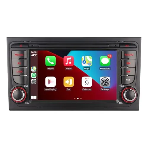 LXKLSZ Radio de Coche Compatible con inalámbrico Carplay/Android Auto para Audi A4 S4 RS4 2002-2008 Seat EXEO con IPS Pantalla Táctil de Bluetooth/Mirror Link/FM/Am/USB