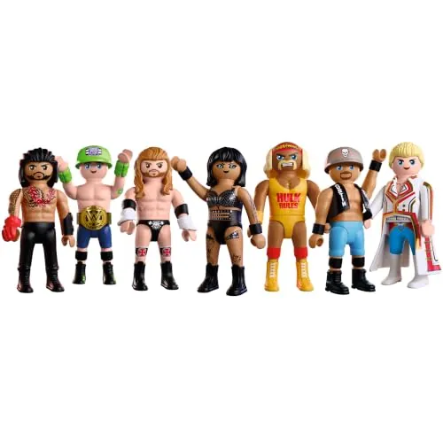 PLAYMOBIL | WWE | Set de Figuras |Hulk Hogan, Stone Cold Steve Austin, Roman Reigns, Cody Rhodes, Rhea Ripley, Triple H y John Cena | para niños a Partir de 4 años | 210527