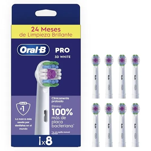 Oral-B 3D White Cabezales de Recambio Originales, Blancos, Pack de 8