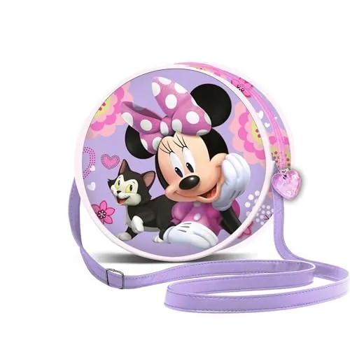 Disney Minnie Mouse Cat-Bolso Redondo, Lila, 18,5 x 18,5 cm