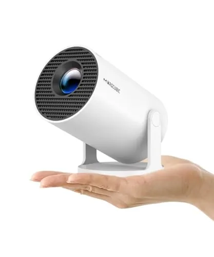 [App Integrada] 2026 Mini Proyector con WiFi 6 Bluetooth 5.4, Corrección Automática, Giro de 180 Grados, Android 11 Proyector Portátil 4K 1080P Compatible con HDMI/TV Stick/USB/Laptop Videoproyector