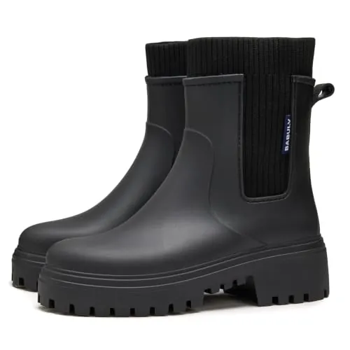 AONETIGER Botas de Agua Mujer Chelsea Goma Impermeables Negro,39EU | Ligera Antideslizante Moda Zapatos de Lluvia | Cómoda para Jardinería, Paseos con Perro, Desplazamientos Lluviosos