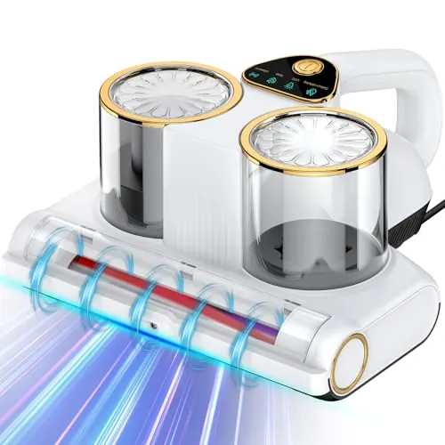 RWSRW Aspiradora Antiácaros,Aspirador de Ácaros con Luz UV y Ultrasonido Calentamiento 16Kpa de Succión 500W Aspiradora de Acáros Elimina 99,9% de BacteriasAlérgenos y Ácaros Polvo Aspirador