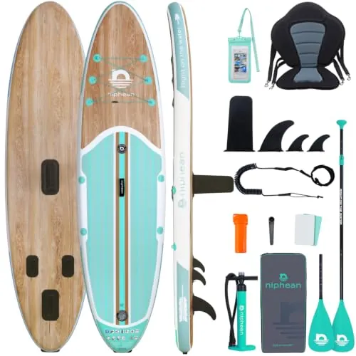 Niphean Tabla Paddle Surf Hinchable con Accesorios 320cm SUP | Capacidad de 200kg, Tabla Paddle Surf Rígida, Antideslizante, Kit Reparación, Adultos, Jóvenes, Principiantes, Yoga
