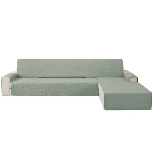 YSTELLAA Funda Sofa Chaise Long 4 Plazas, Antimanchas, Verde Claro