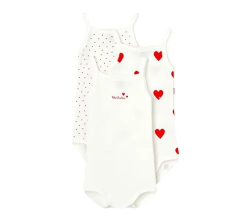 Petit Bateau A04IX, Body de Tiras Bebé-Niñas (Pack de 3), Variante 1, 4 años