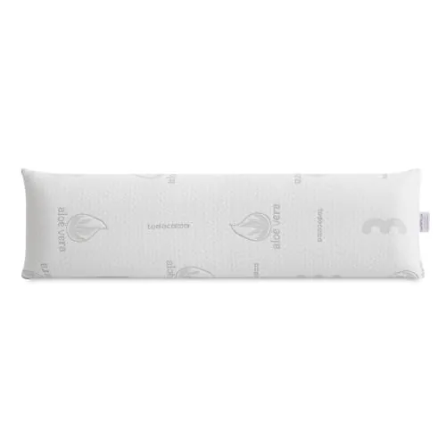 Todocama Almohada Viscoelástica Aloe Vera, Núcleo Compacto Viscoelástico para Cervicales y Cuello, Firmeza Media-Alta, Doble Funda con Cremallera (135 cm).