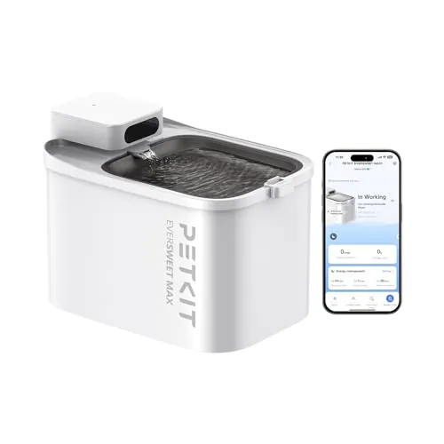 PETKIT EVERSWEET MAX Fuente para Gatos Sin Cable, con Sensor de Movimiento, Control de App, con 5000mAh Batería Recargable, 3L Bebedero Gatos Automático, Bandeja de Acero Inoxidable