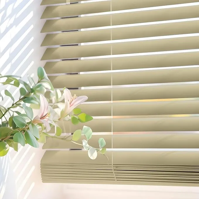 Persianas Venecianas de Vinilo PVC con cordón autobloqueo, Soportes Ocultos y Fácil Instalación Montaje en Pared o Techo. Persiana Veneciana y estores enrollables STORESDECO Topo 150x160 cm
