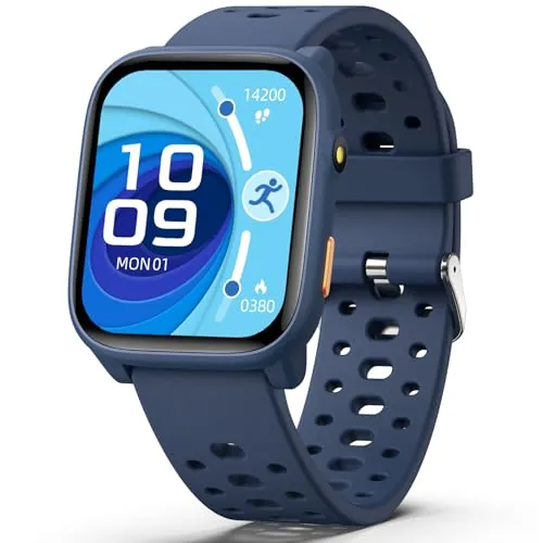 ModaWin Reloj Inteligente Niños Niñas Sin App Necesaria, 1,83" Smartwatch Niños con Podómetro, Resistente al Agua IP68, Reloj Monitor Cardiaco y Sueño, Despertador, Juegos de Rompecabezas (Azul)