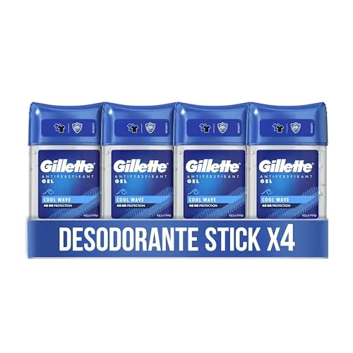 Gillette Clear Gel Antitranspirante Desodorante Cool Wave Para Hombre, 4 x 70 ml