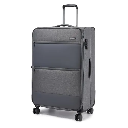 British Traveller Maleta Trolley Grande Rígida Expandible 79cm, Maletas Rígidas de Viaje con 4 Ruedas Giratorias y Cerrado TSA (28 Pulgadas, Gris)