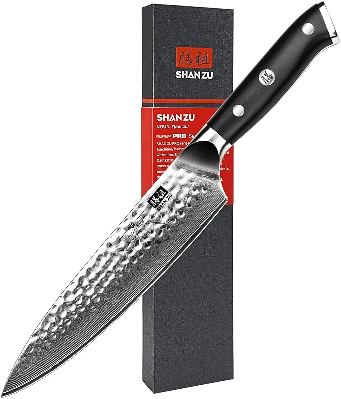 SHAN ZU Cuchillo de Damasco Cuchillo de Cocinero Acero 67 Capas de Acero - PRO Series