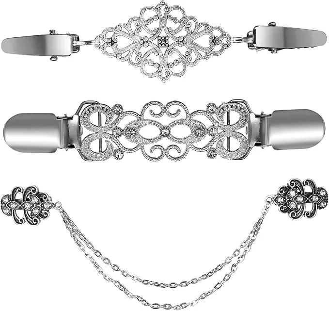 Broches para Cárdigan Vintage,3 PCS Broches y Pinzas para Ropa de Mujer Accesorios de Clip para Cárdigan Chaqueta y Vestidos Ajuste de Cintura y Decoración Alfileres para Ajustar la Ropa