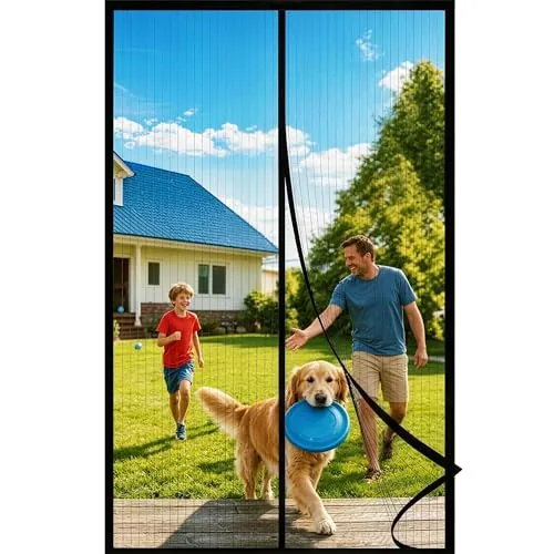 Mosquitera Puerta Magnetica 80x200CM, Cortinas Antimoscas Puerta Exterior con Iman, Cortina Contra Mosquitos con Imanes, Cortinas Antimosquitos para Puertas Exteriores, Fly Curtains for Door(Negro)