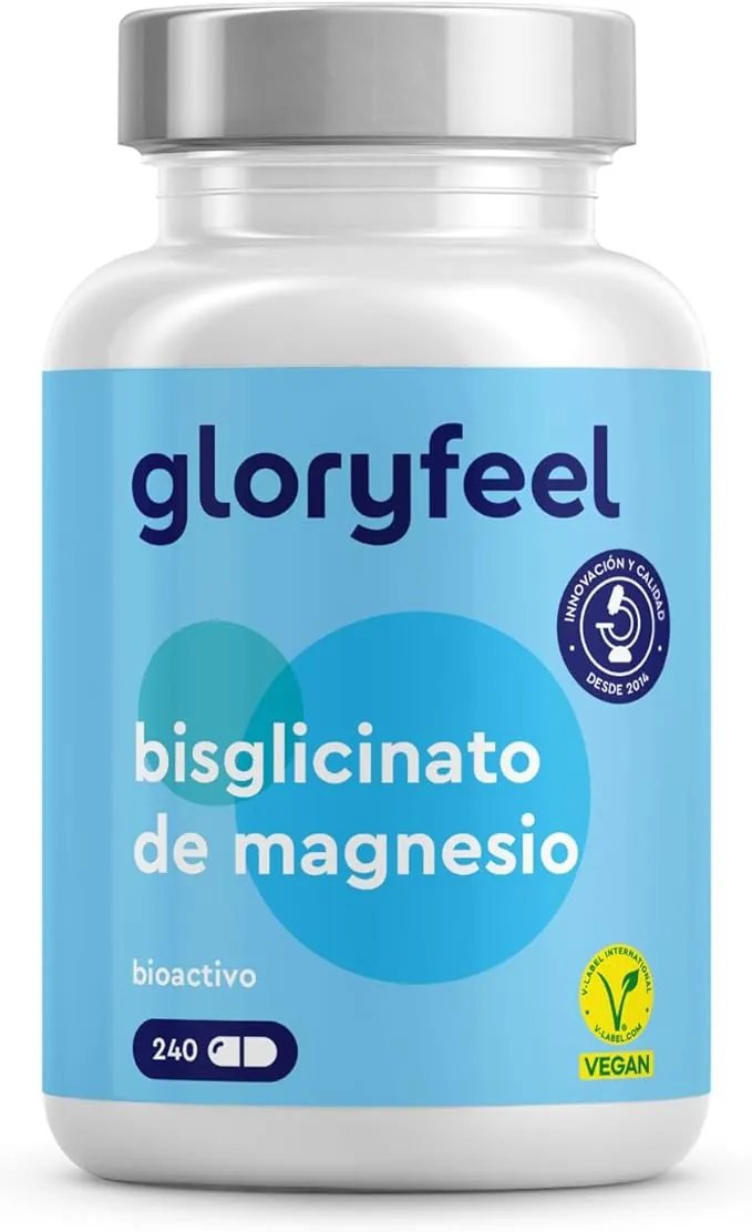 Glicinato de Magnesio 240 Cápsulas - 400 mg de magnesio elemental/dosis diaria - Suministro para 2 meses - Magnesio quelado - Inocuo para el estómago, vegano, de alta dosificación