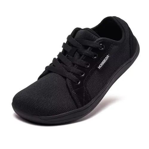 HOBIBEAR Unisex Calzado Descalzo Minimalistas Hombres Mujeres Zapatillas Ligeras Flexibles para Exterior Interio Ligeros(Todavía Negro,EU 46)