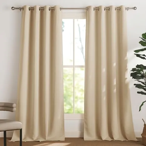 PONY DANCE Cortinas Beige Opacas,Termicas Aislantes Frio y Calor