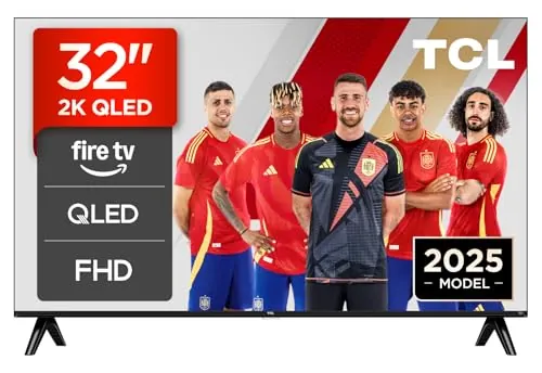 TCL 32SF560 Televisor 32 Pulgadas QLED Full HD, Smart TV con Fire TV, Control por Voz Alexa, HDR10, Dolby Audio, DTS Virtual:X, AirPlay 2, Sin Bisel